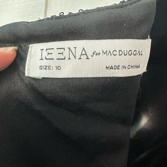 Ieena For Mac Duggal Black Sequin Faux Wrap Gown Size 10 NWT - Picture 6 of 13